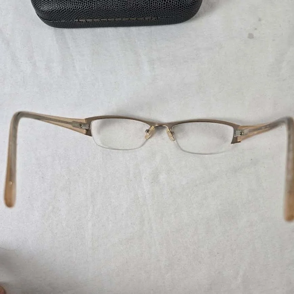 Carmen Marc Valvo Bronze Semi Rimless Eyeglass Frames with Case CV147 Made Japan